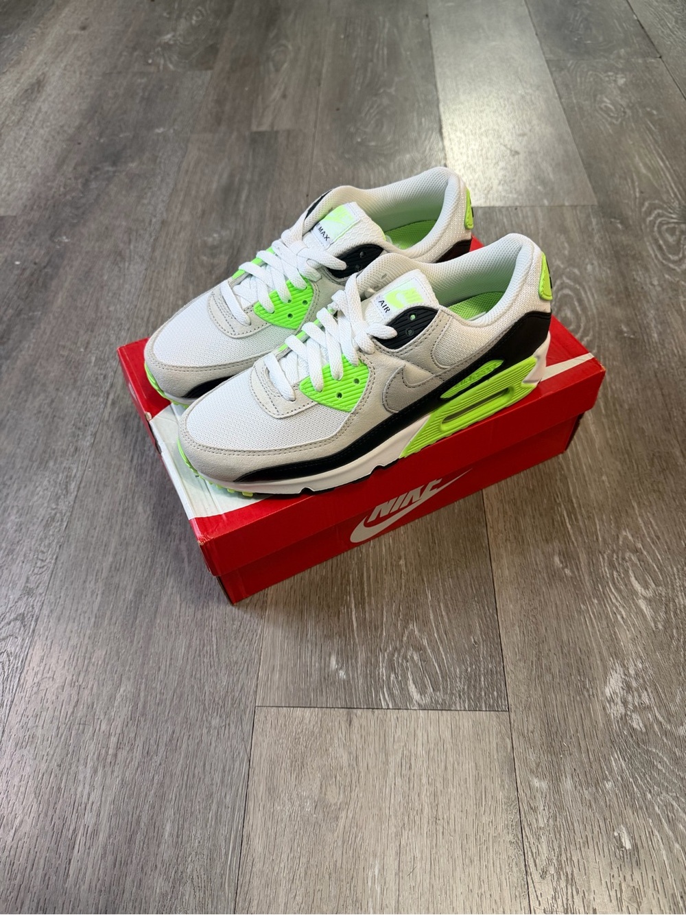 Nike Air Max 90 White Black Volt Athletic Shoes